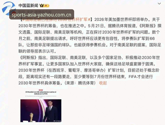 亚洲体育官方平台iOS版 2030世界杯扩军至66队详解:中国男足迎来新机遇